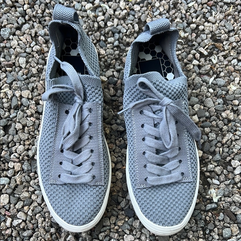 Dolce Vita Platform Gray Knit Lace-Up Sneakers